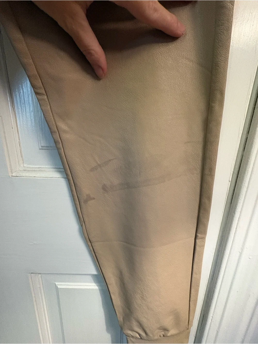Commando Womens Sand Faux-Leather Jogger Pants- NWT Large